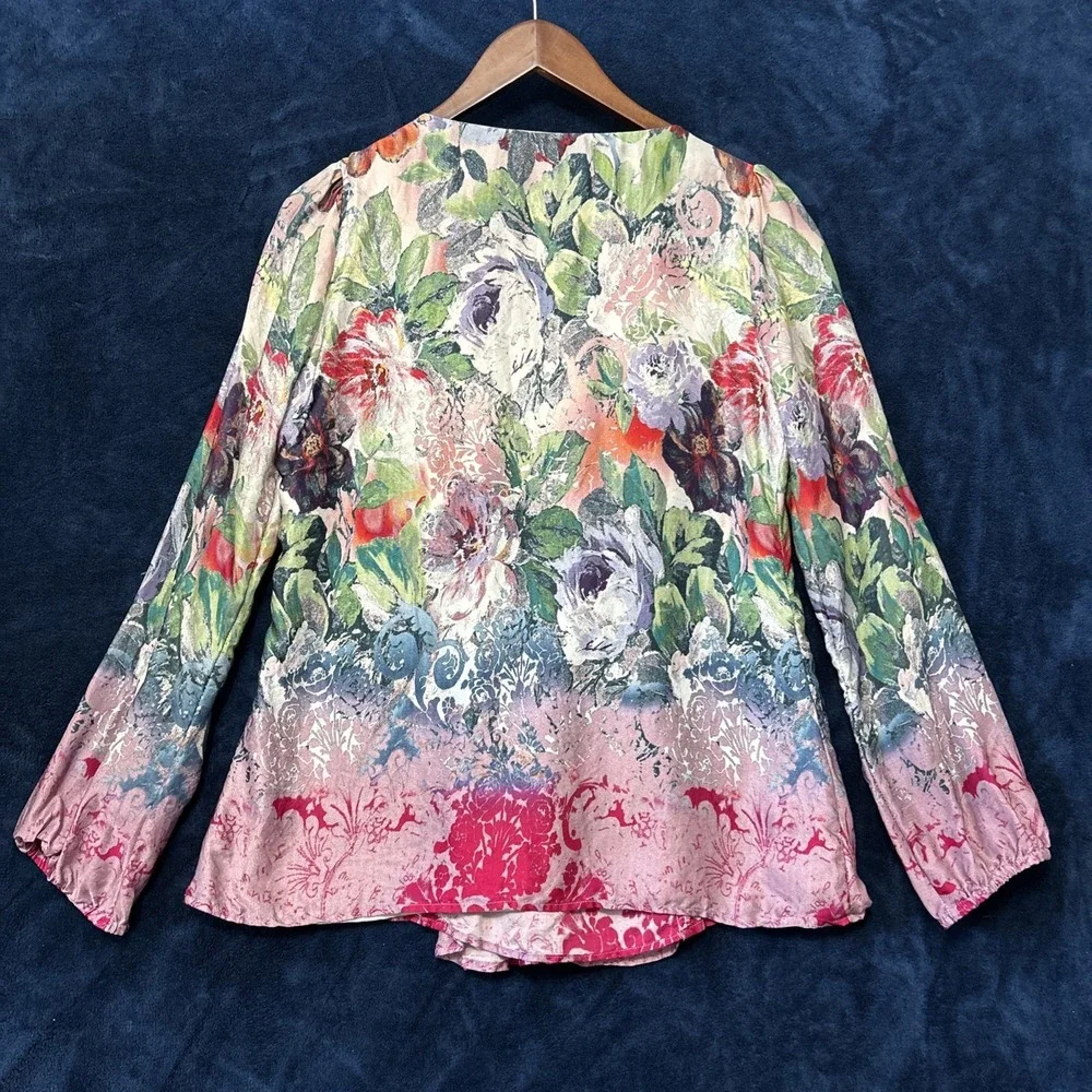 Sundance Womens Silk Top Size S Peasant Artsy‎ Print Floral Luxury Maximalist